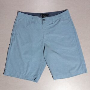 Travis Mathew Blue Striped Performance Stretch Flat Front Golf Shorts Men's 33